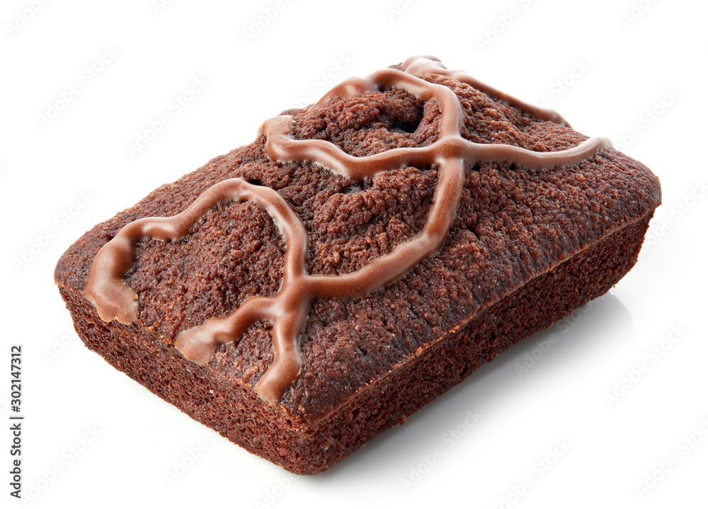 brownie cake on white background