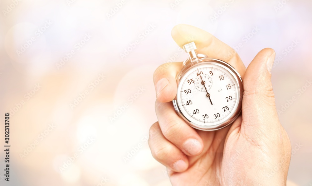 Close-up Stopwatch in Human Hand, Timer