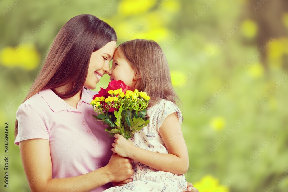 Happy Mother and daughter hugging