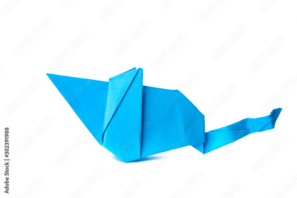 Origami rat on white background