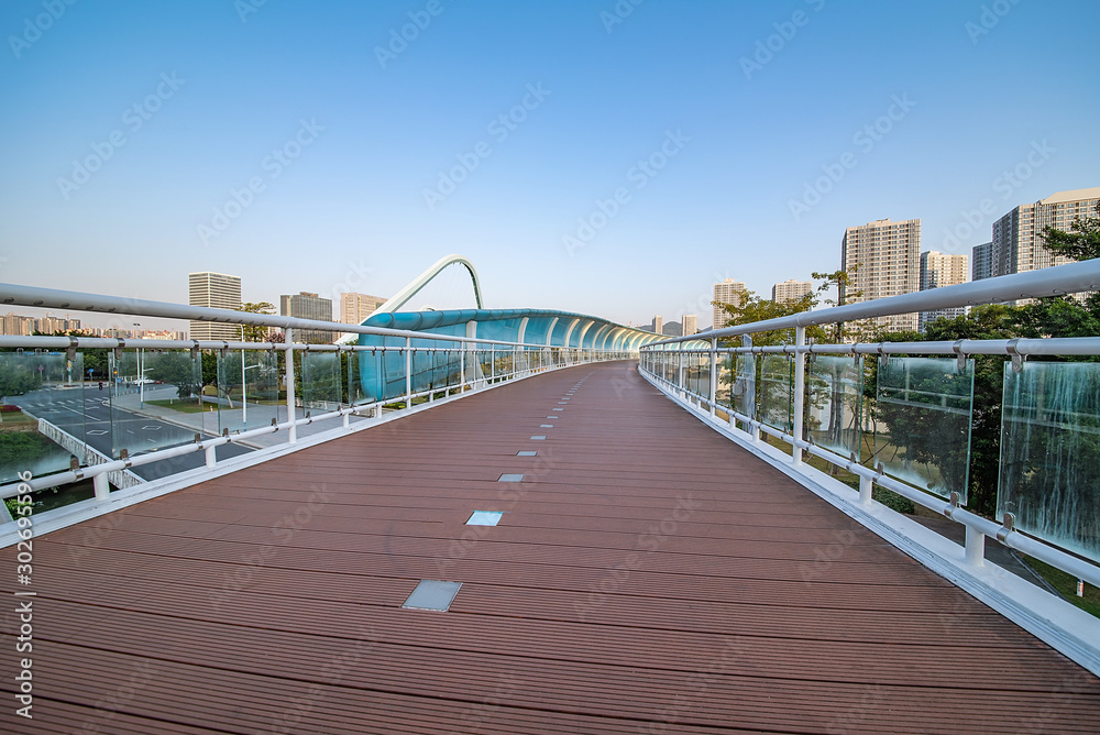 Building scenery of the banana gate pedestrian bridge in Nansha District, Guangzhou, China