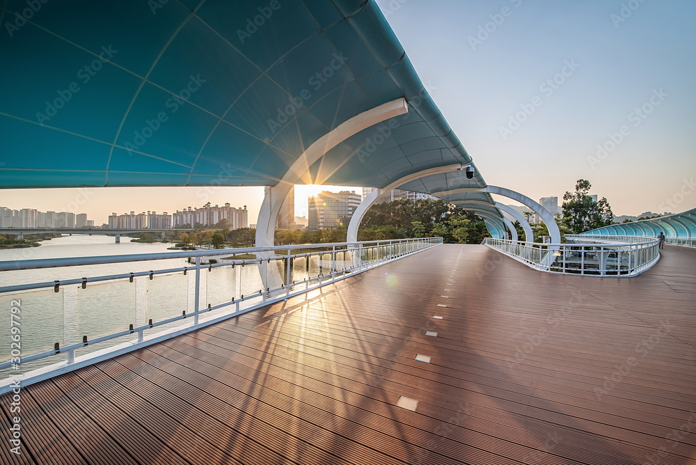 Scenery of the Tianmen Bridge and CBD in Nansha District, Guangzhou City, China