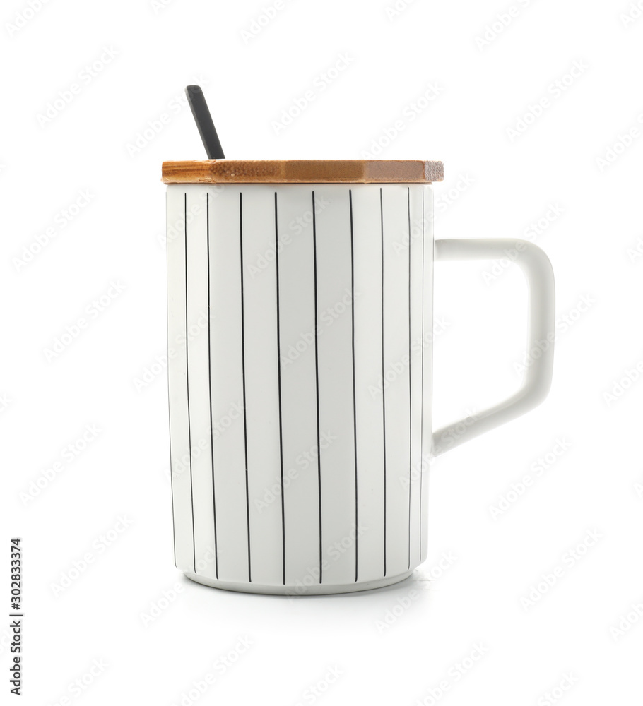 Ceramic cup on white background