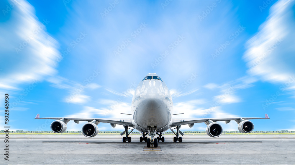 Jumbo aircraft parking with beautiful sky