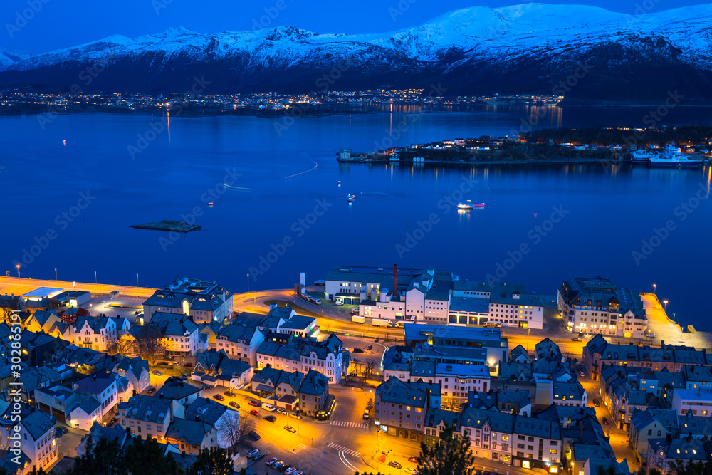 Scenery of Alesund city at Norwegian Sea, Norway