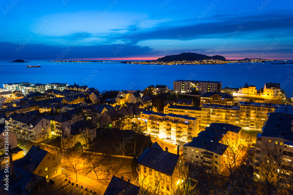 Scenery of Alesund city at Norwegian Sea, Norway