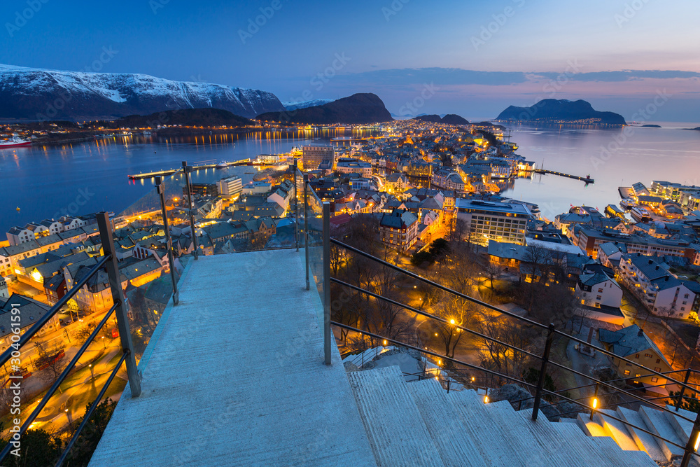 Scenery of Alesund city at Norwegian Sea, Norway