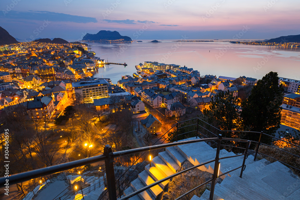 Scenery of Alesund city at Norwegian Sea, Norway