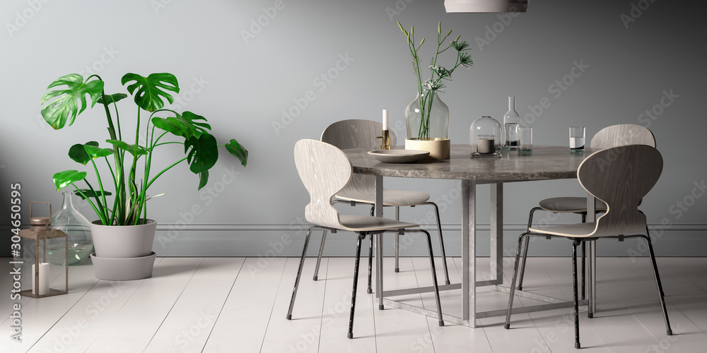 Modern Table Set in Practical Arrangment - panoramic 3d visualization