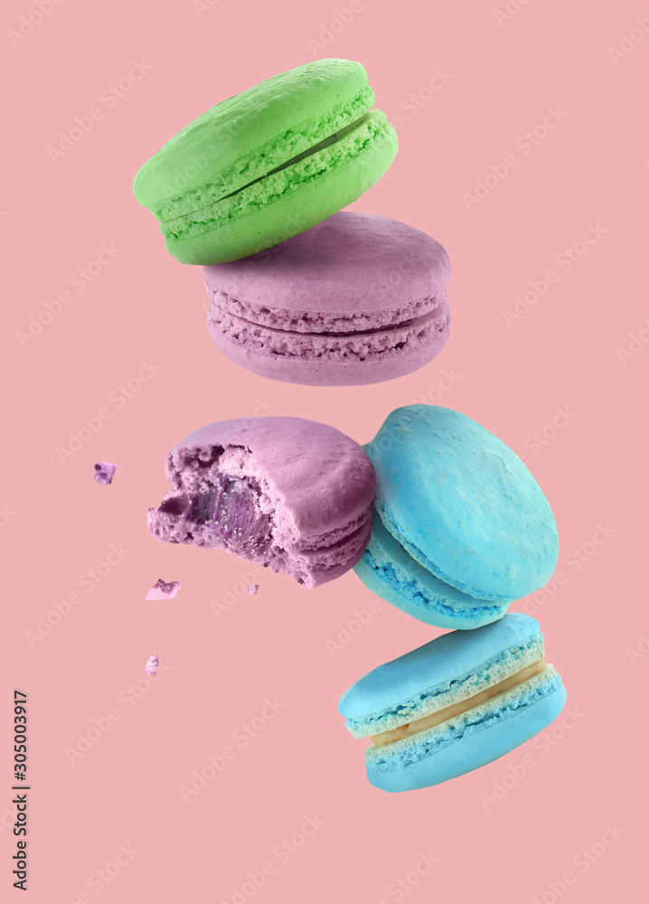 Tasty macaron on white background