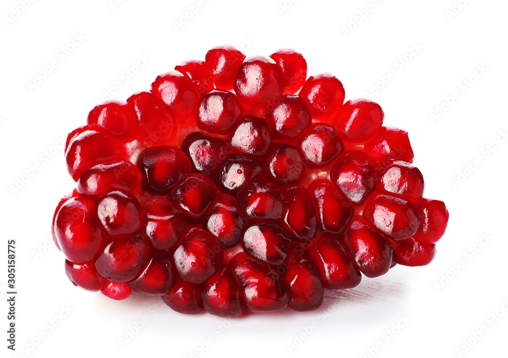 Piece of ripe tasty pomegranate isolated on white