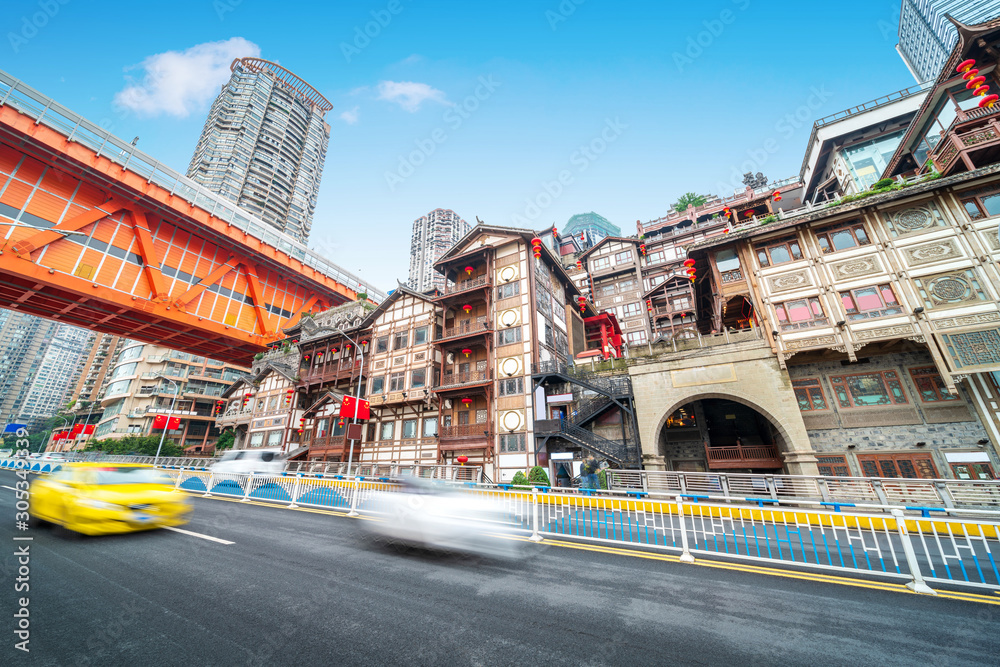 China Chongqing traditional houses on stilts