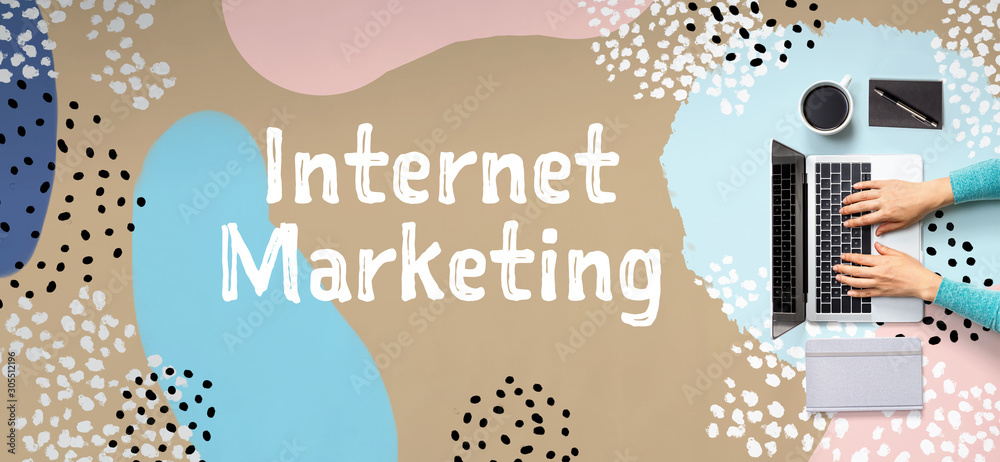 Internet marketing with person using a laptop computer