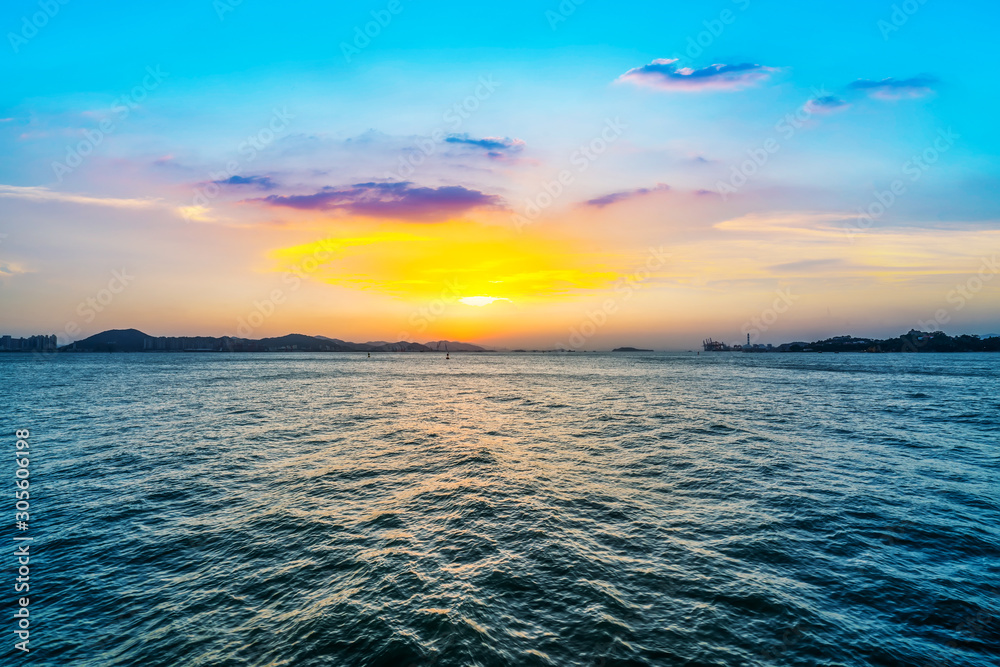 厦门海岸线建筑景观夜景