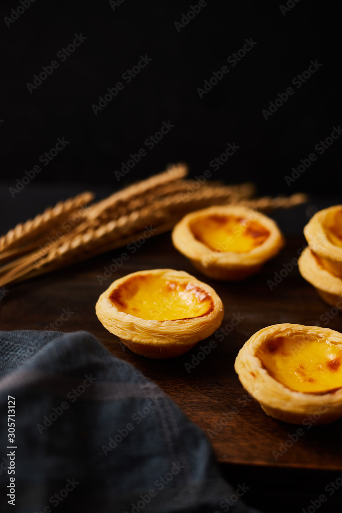 Egg tart dessert on the table.