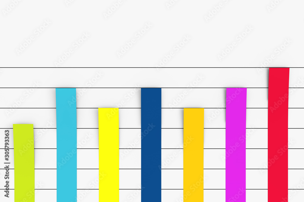 Colour Column Flat Graph Chart Infographics Paper Elements. 3d Rendering