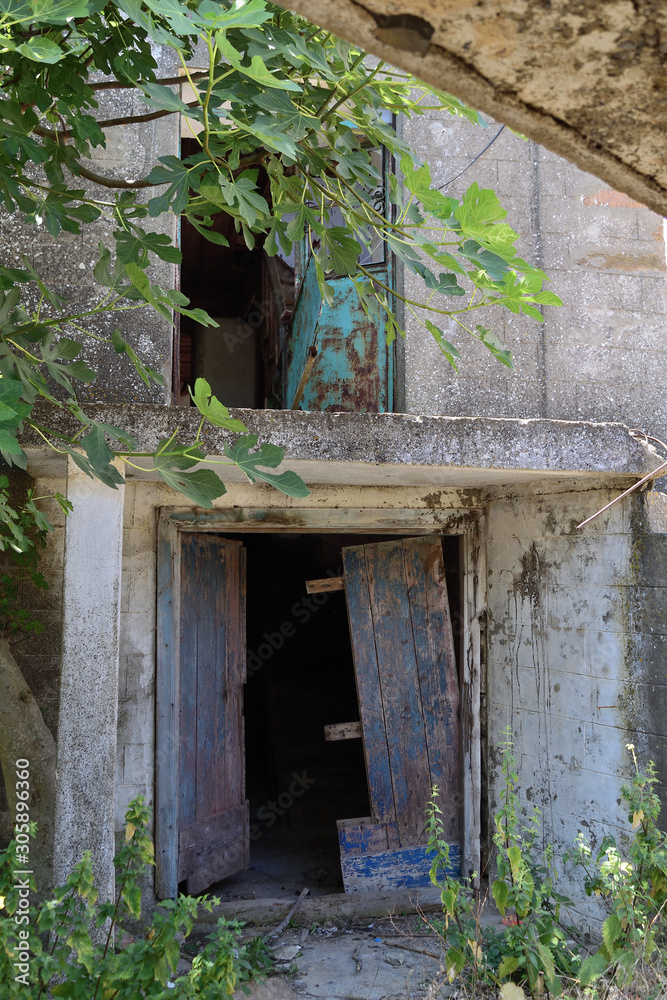 Ruined house in the abandoned Greek village Derekoy (Schinoudi) - turkish aegean island Gokceada