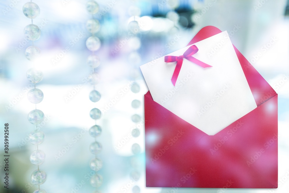 Blank card and envelope on a light background