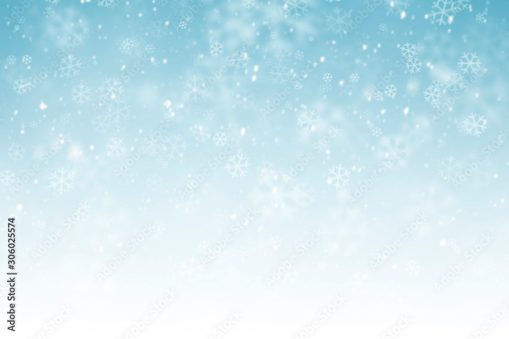 abstract winter background with snowflakes, Christmas background with heavy snowfall, snowflakes in 