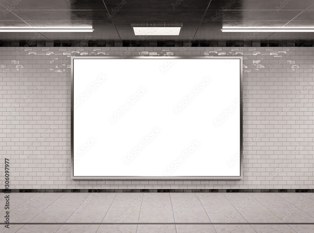 Horizontal underground billboard frame Mockup 3D rendering