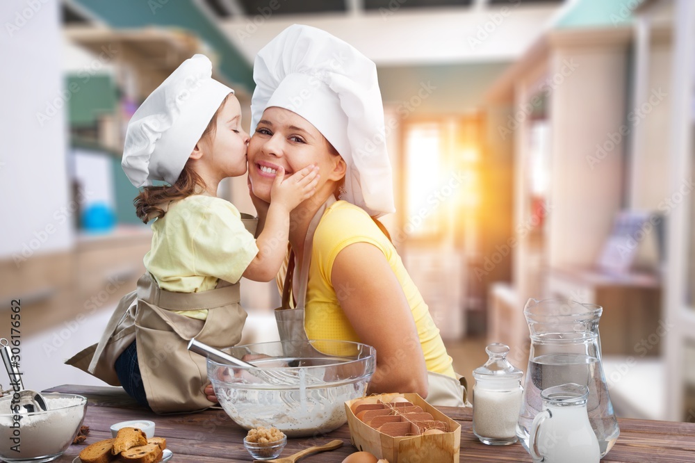 Cooking mother mom kid bake child kitchen