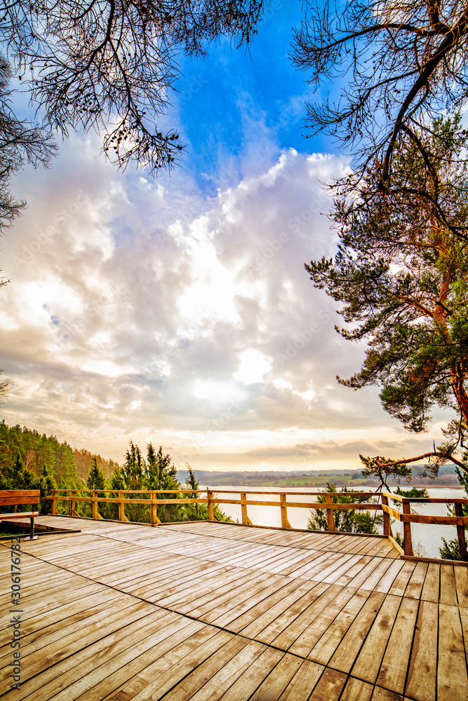 Viewpoint and wooden walkway in Juniper Valley in autumn