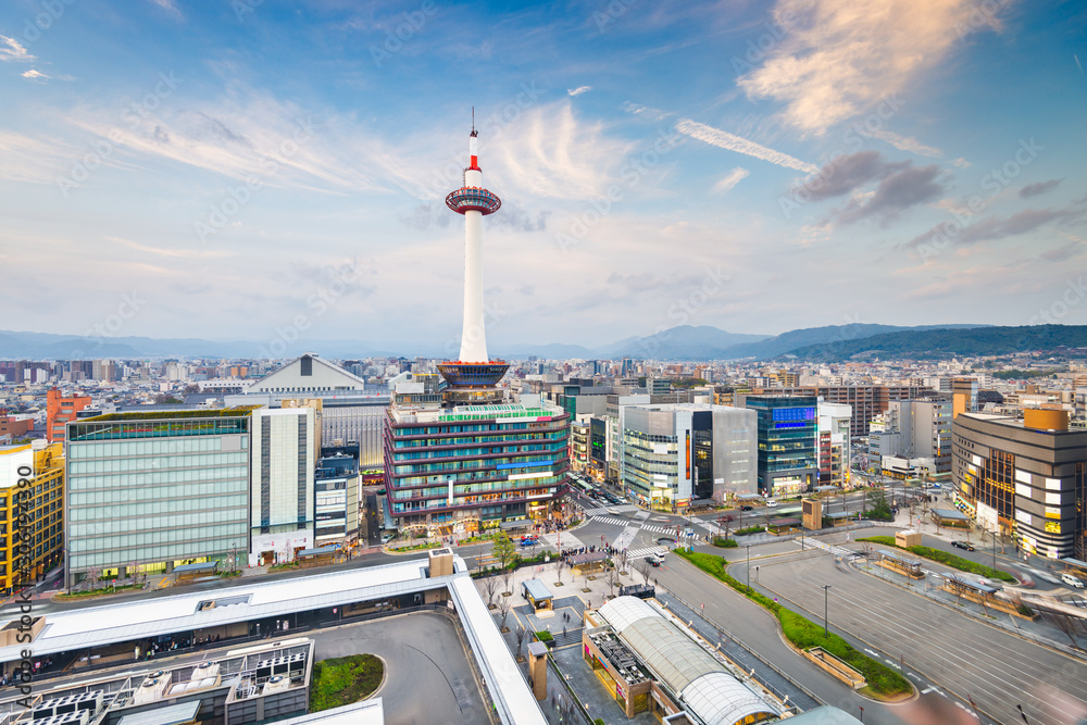 京都塔的日本京都城市景观