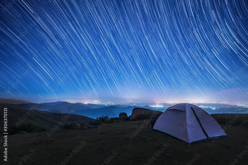 tent at sunset