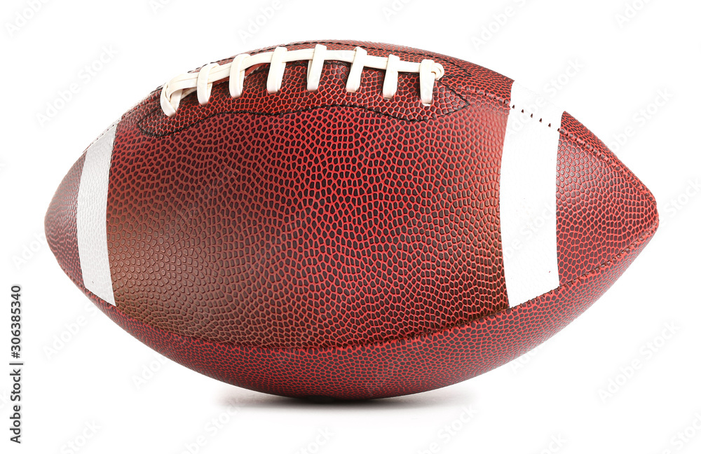 Rugby ball on white background