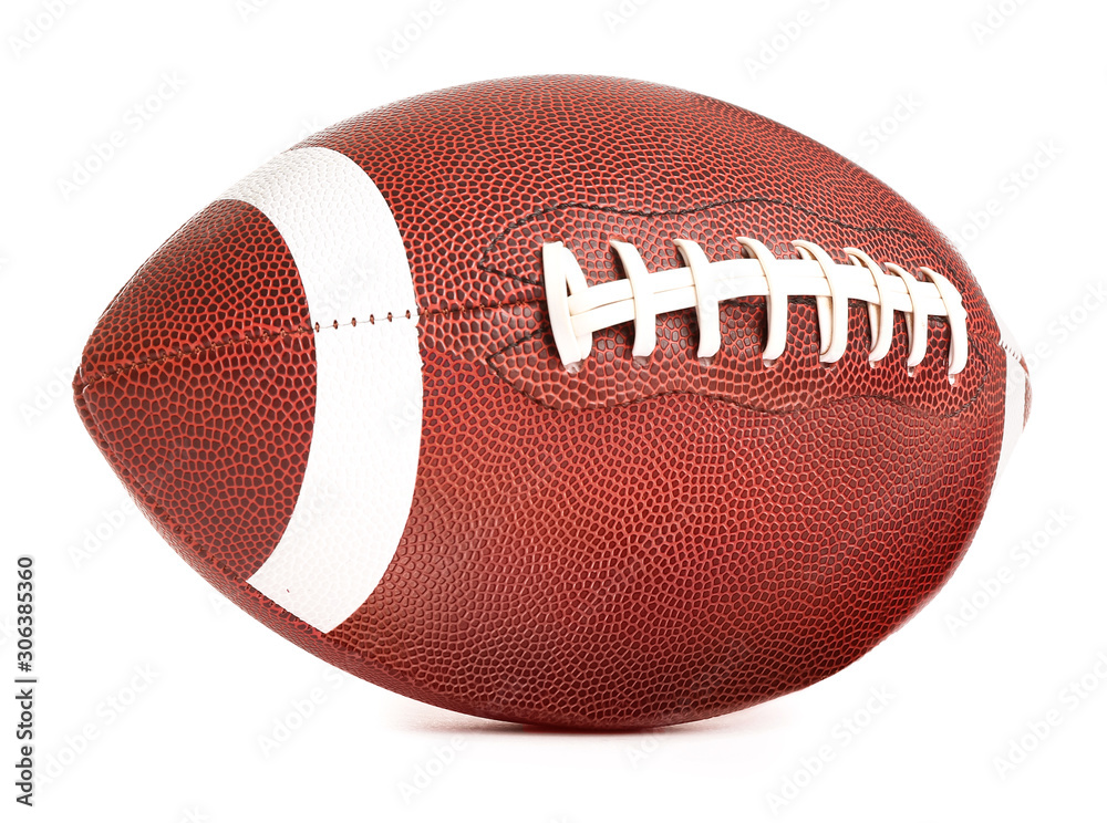 Rugby ball on white background