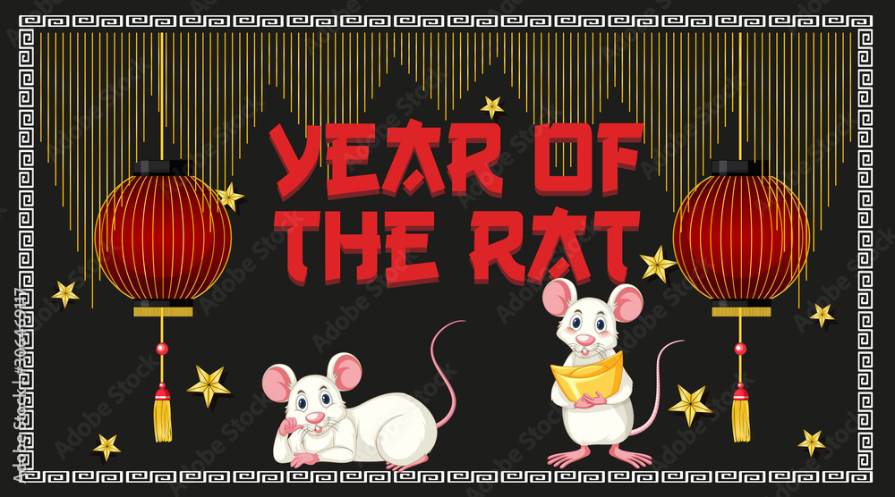 Happy new year background design with rats