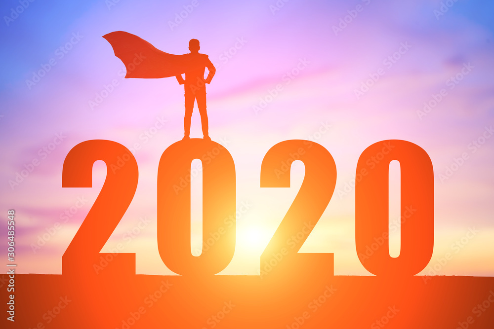 silhouette businessman with 2020