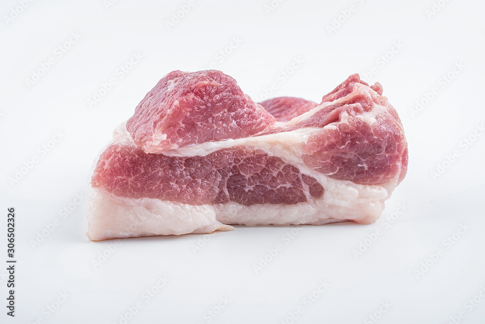 Piece of fresh pork on white background