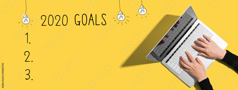 2020 goals with person using a laptop computer