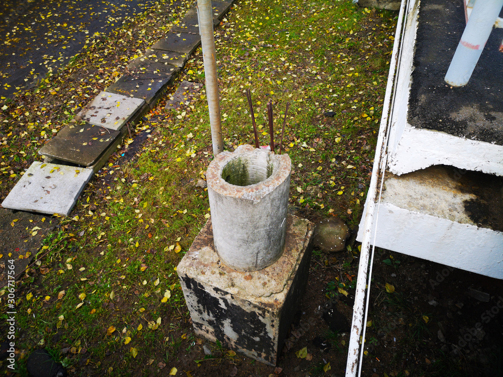 broken post at the station