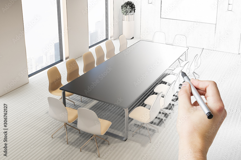 Hand drawn modern meeting room