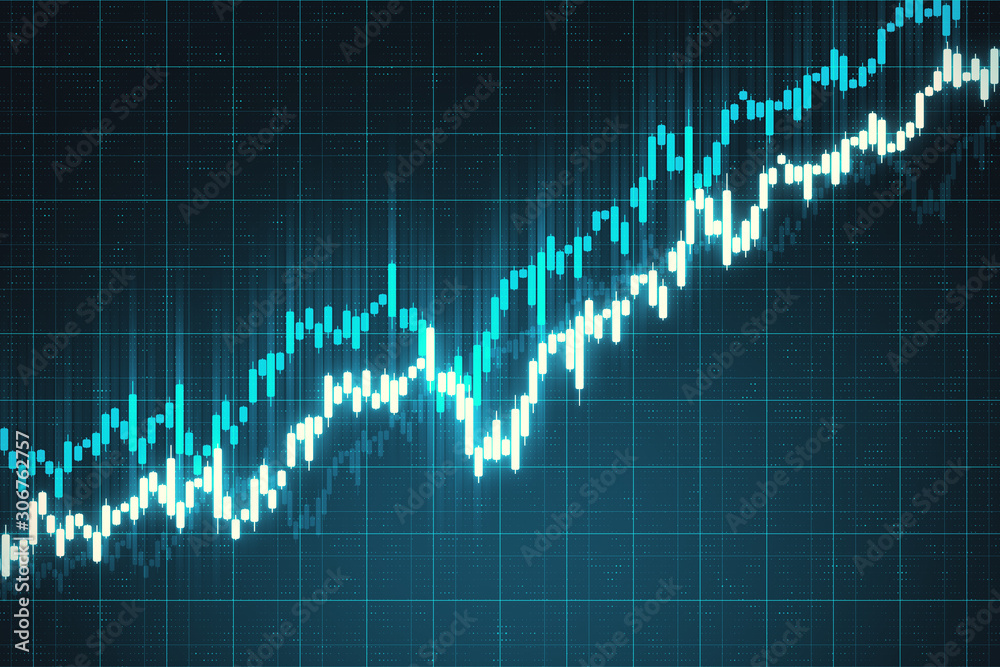 Digital screen with stock charts