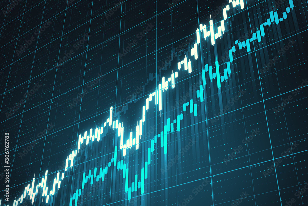 Business charts and stock data.