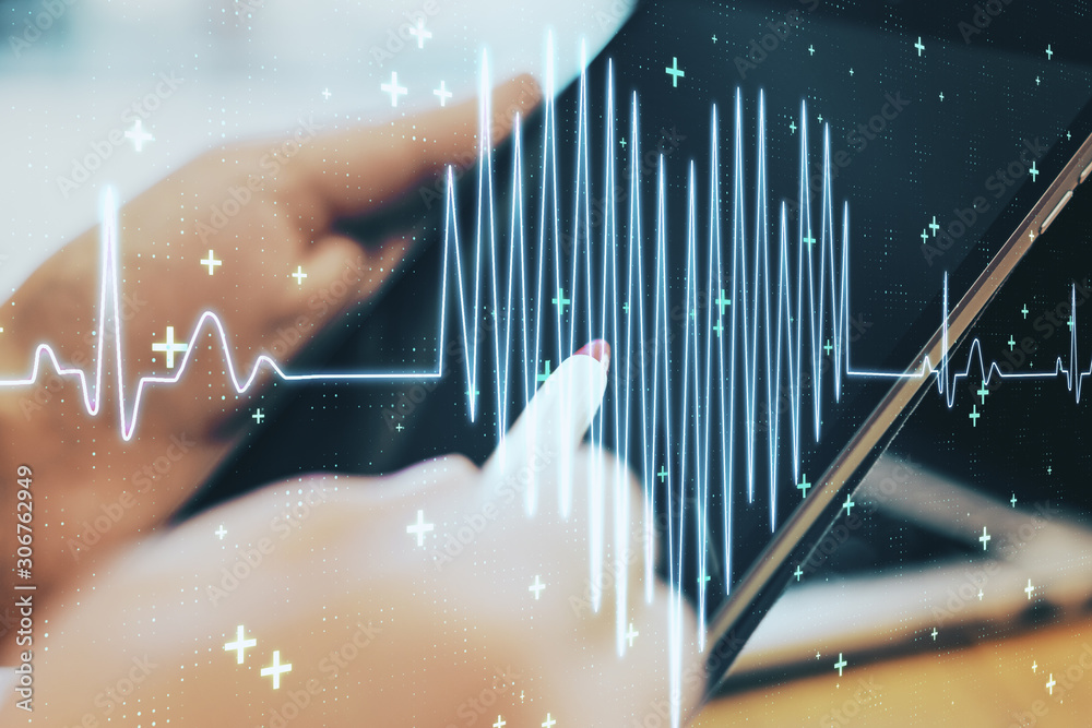 Drawing heart and cardiogram