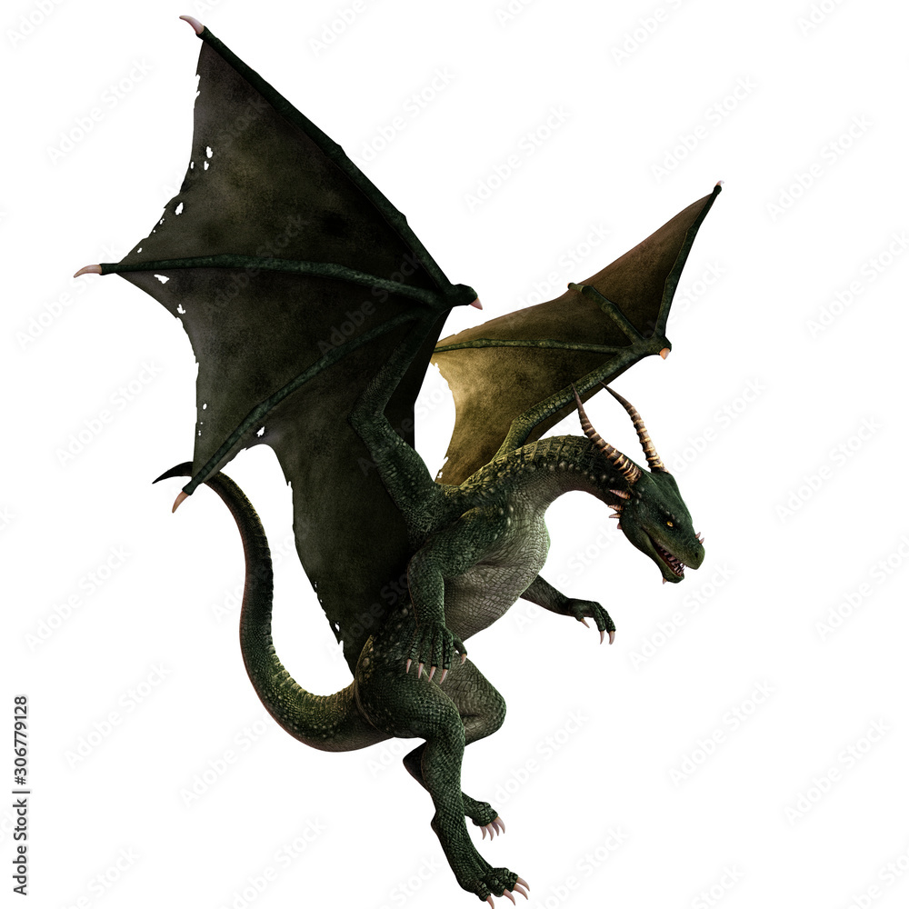 Green dragon flying dragon atack fantasy animal Mythological creature