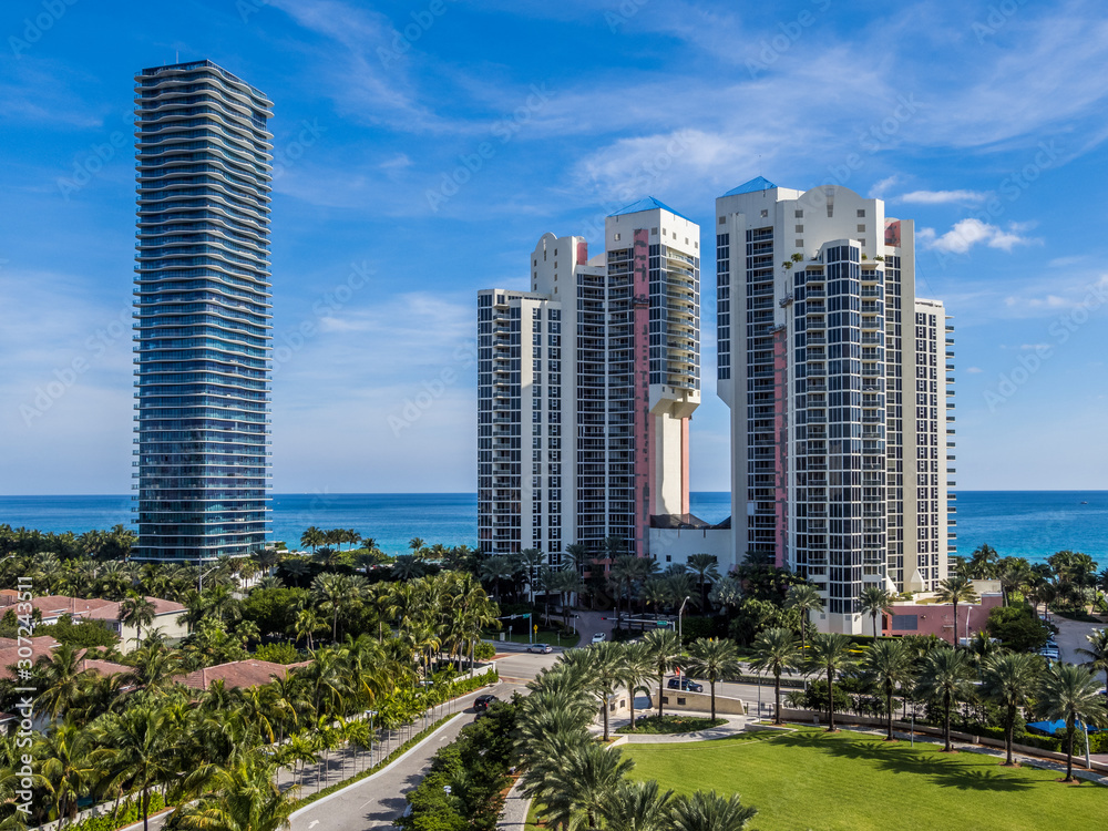 Close-up view of Sunny Isles Beach skyline