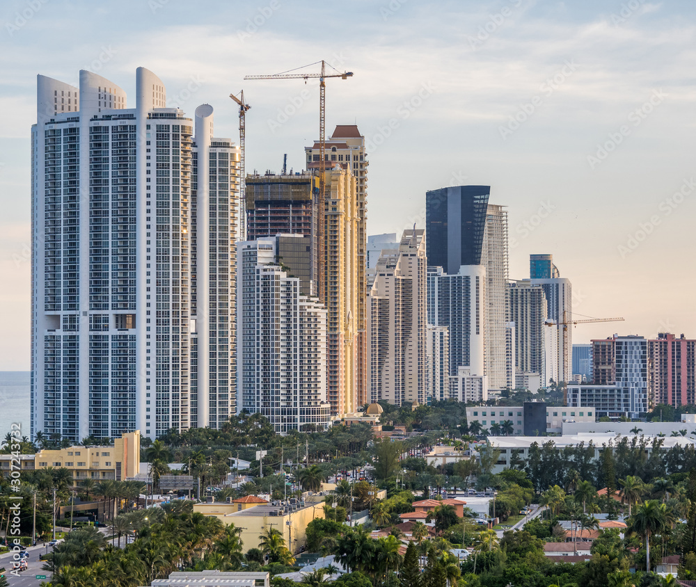 Close-up view of Sunny Isles Beach skyline