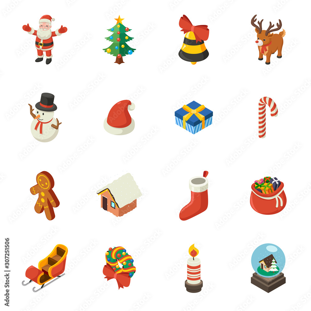 Christmas Isometric Elements Illustration