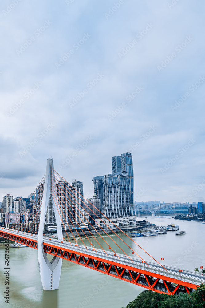 High rise buildings and dongshuimen bridge in Chongqing, China