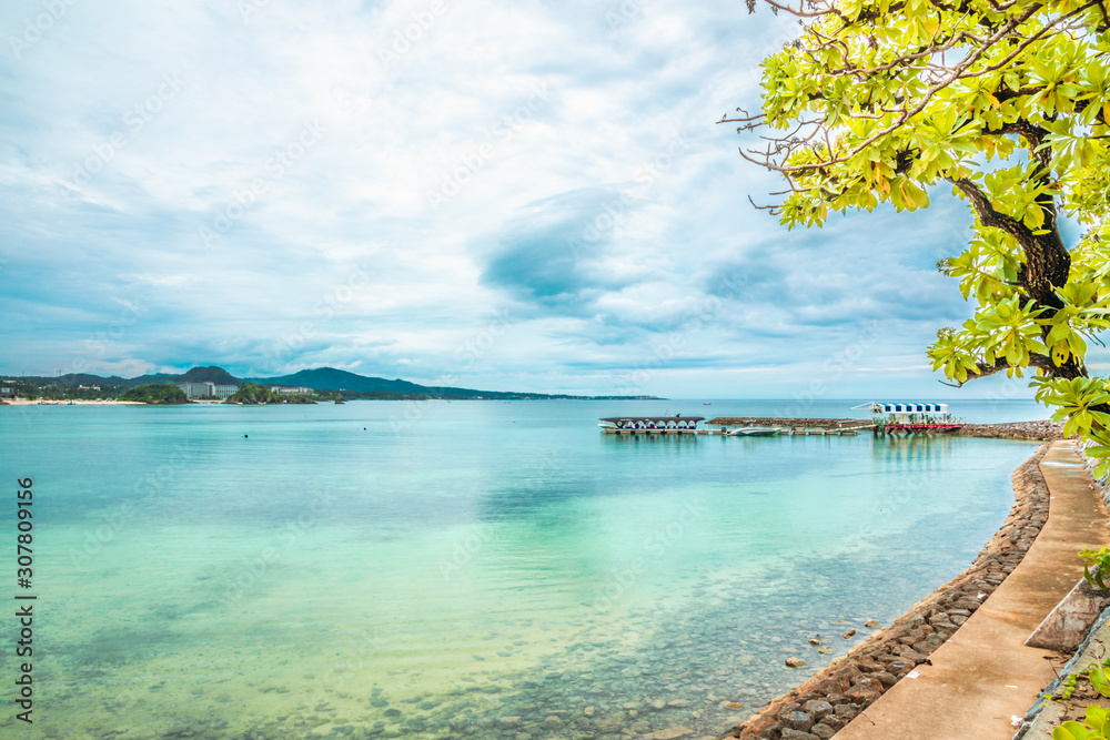 Busena-marinepark, Okinawa, Japan. Beach blue sea