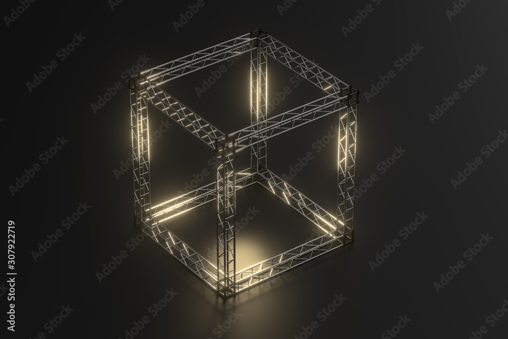 Steel reinforcement with dark background, 3d rendering.