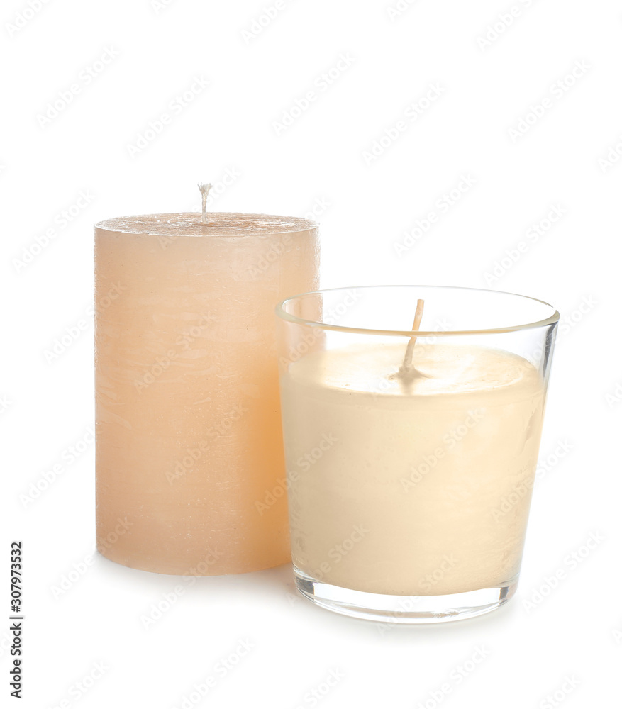 Beautiful candles isolated on white