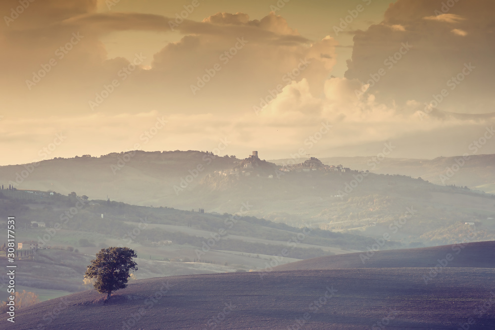 Landscape with fields and hills