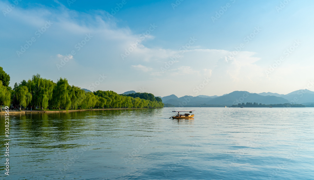 杭州西湖美丽的建筑景观和景观……