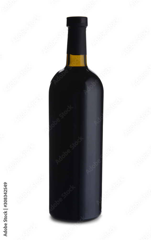 Bottle of tasty wine on white background